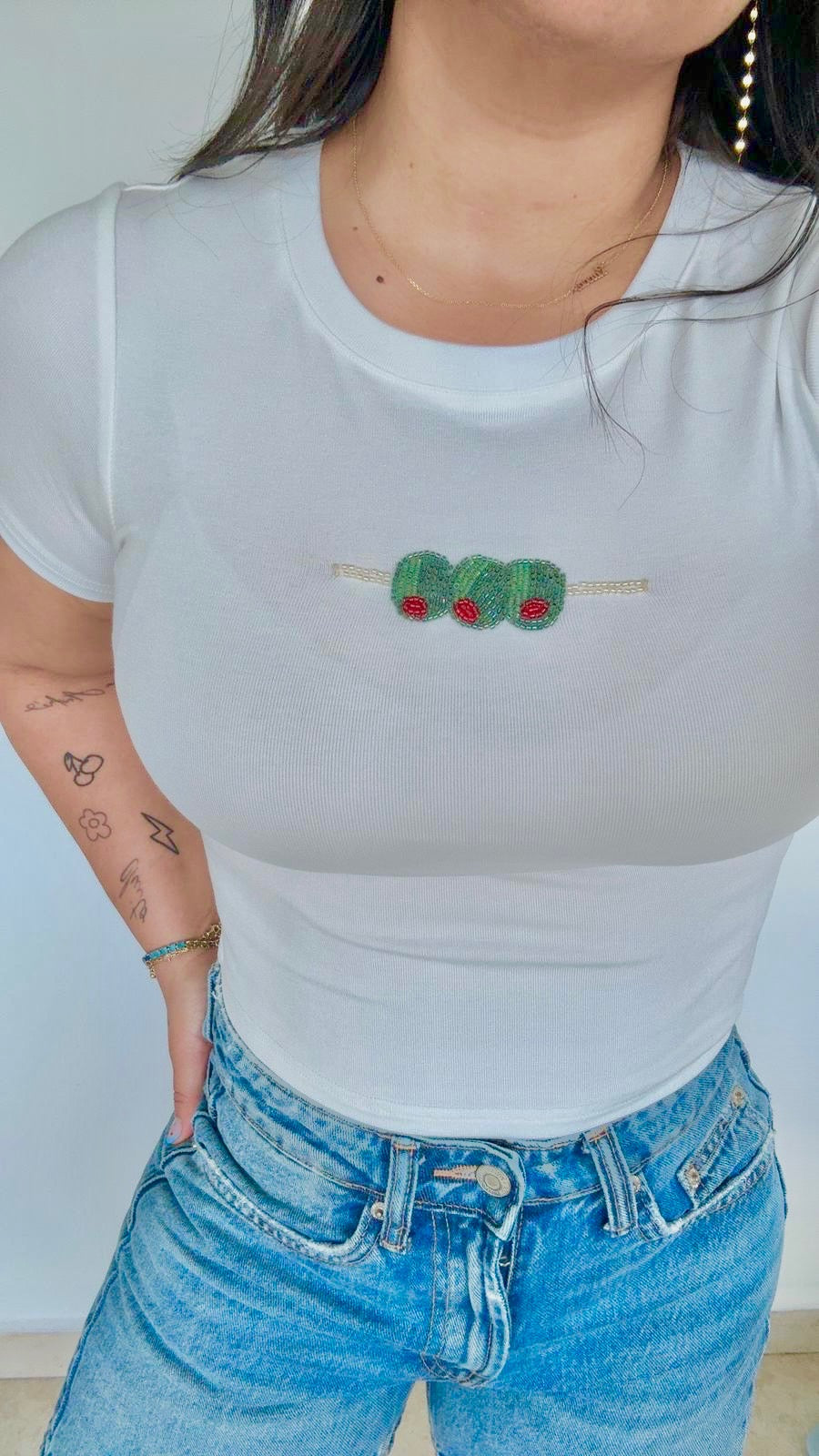 Olive Bead Tee