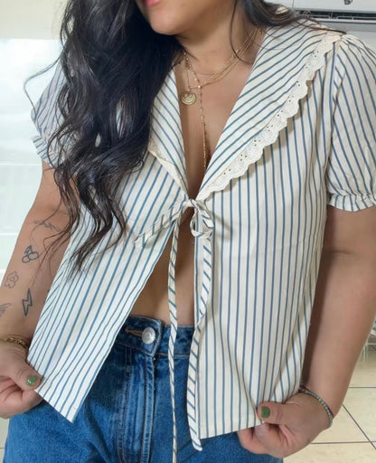 Striped with Lace Trim