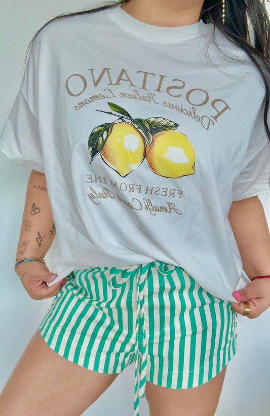 Positano Lemon Graphic White Tee