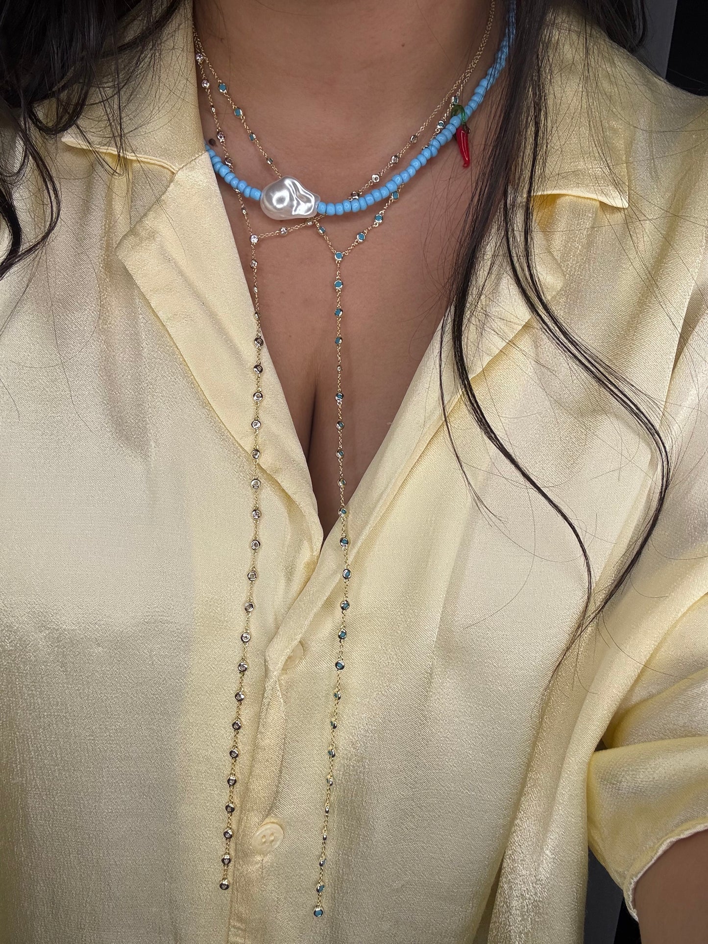 TURQUOISE BEZEL LARIAT