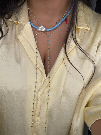 TURQUOISE BEZEL LARIAT