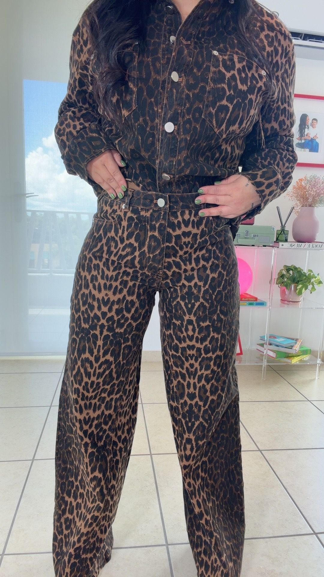 Leopard Print Wide Leg Pants